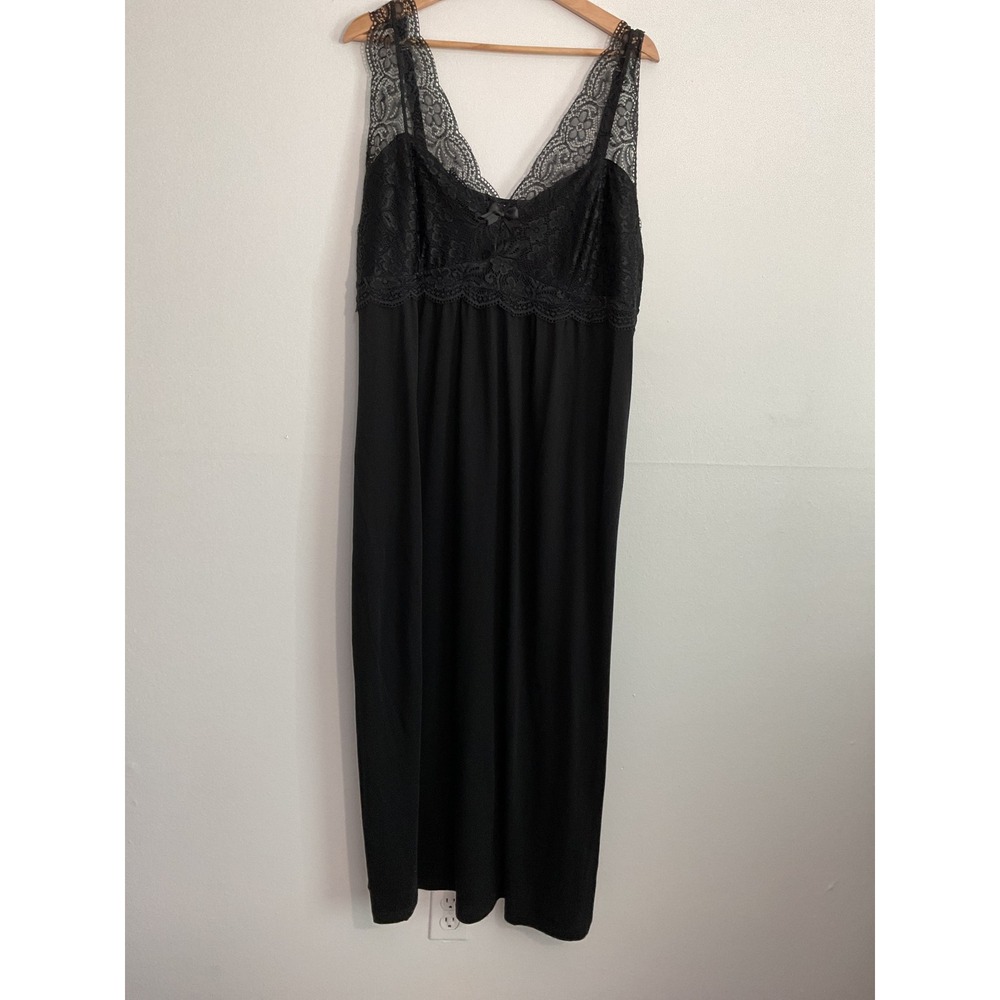 Avenue Body Black Lace Trim Chemise Nightgown 22/24 Sleeveless Sleepwear